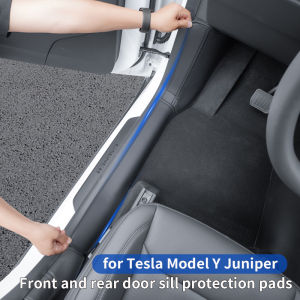 For Tesla Model Y Juniper front and rear door sill protection pads B-pillar Built in threshold suede anti kick pad 6 pieces