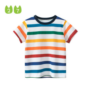 27Kids | Rainbow Stripe Pure Cotton Boys T-Shirt