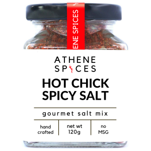 ATHENE SPICES HOT CHICK SPICY SALT Gourmet Seasoning ǀ Herbs Spices • Sea Salt ǀ Keto • Vegan ǀ All-purpose ǀ Marinade • Dry Rub • Seasoned Salt ǀ Chicken • Seafood • Vegetables • Meat • Tempeh ǀ Roast Chicken • Pasta • Salad • Aglio Olio