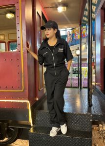 ชุดนักโทษ สีดำ แขนสั้น