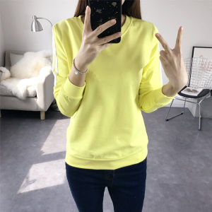 Peledress round Neck Sweatshirt Womens Loose Fit Long Sleeve Fleece Lined Korean Style Solid Color Commute Fashion 2022 Winter Collection