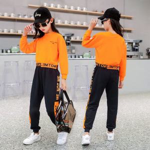 ชุดเซ็ท 2 ชิ้น เสื้อยืดแขนยาว+กางเกงขายาว (สี ส้ม/ดำ) รุ่น LL029