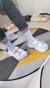 UoMeAi Sandal Wanita Kekinian Tinggi Sandal Fuji Wanita Wedges Korea Sandal Jelly Wanita Double Strap