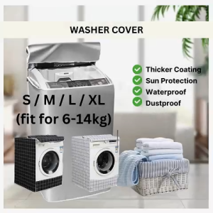Ready Stock S/M/L/XL 6-14kg Top Load Front Load Washing Machine Washer Dryer Cover Penutup Sarung Mesin Basuh Coated Waterproof Dustproof Sunproof Anti-Rust Anti-Pudar Anti-Debu Tahan Lasak Breathable Pulsator UV Protection Indoor Outdoor Perlindungan