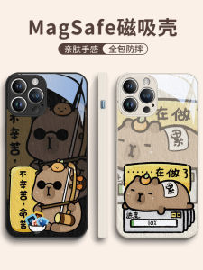 Cute Capybara Apple 16Promax Phone Case Magnetic Absorption Wireless Charging Compatible with iPhone 14Plus Couple 13Pro New Model Fun 12Glass Case 11Very Popular