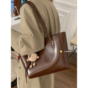 Retro Large Capacity Tote Bag Womens Fashionable Single Shoulder Bag Simple Classic Stylish Handbag Casual Leisure Purse