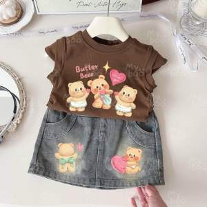 (🔥𝑵𝑬𝑾 ) ชุดเซตลูกสาวกระโปรงยีนแท้ น่ารักกทั้ง 2 ลาย