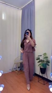 SETELAN POLOS CELANA CARGO DEWASA//PAKAIAN WANITA TERLARIS