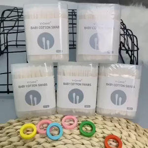 PVN73552 Tăm Bông Cotton Hai Đầu Cao Cấp Cho Trẻ Dịu Nhẹ & An Toàn – 200 Que/Hộp