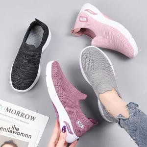 Women Korean Style Breathable Low Cut Slip On Jogging Sneakers Comfort Non-Slip Flat Casual Black Rubber Shoes For Women On Sale