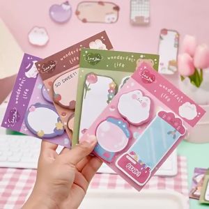 Sticky Notes Lucu 3 IN 1 Tempelan Kertas Catatan 60 Lembar Notes Kertas Tempel Karakter Bear Cat Rabbit Pembatas Buku Motif Hewan Imut Penanda Buku Memo Stick Stationery Memo Pad Convenience Cute 3 IN 1 ptt