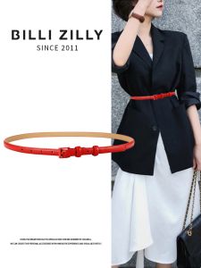 BILLI ZILLY | Womens Red Thin Leather Belt