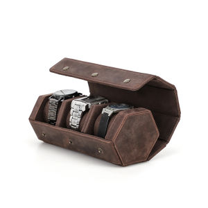 เคสกล่องใส่นาฬิกาข้อมูลหนังแท้3ช่องกล่องหนังกล่องใส่นาฬิกาสำหรับเดินทางออแกไนเซอร์จัดเก็บ