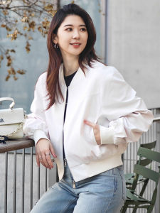 MANWUJINGLING | Snap Collar White Short Baseball Jacket Female Spring Autumn 2026 New Trend