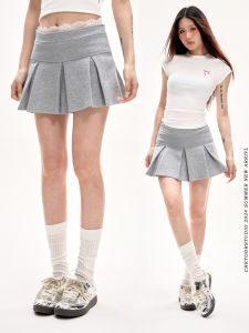 กระโปรงสั้นทรงเอเอวสูงสีเทาสำหรับผู้หญิงในช่วงฤดูร้อนปี 2025 กระโปรงสั้นทรงเอทรงเข้ารูป กระโปรงสั้นสำหรับสาวๆ สุดเก๋