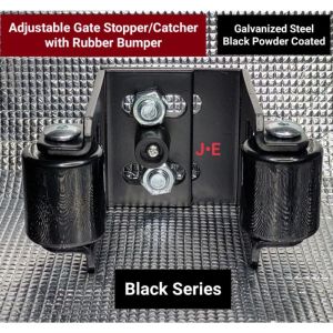 ☑️ JE Adjustable Sliding Gate End Stop Catcher with 2 Nylon Rollers and center Rubber Bumper