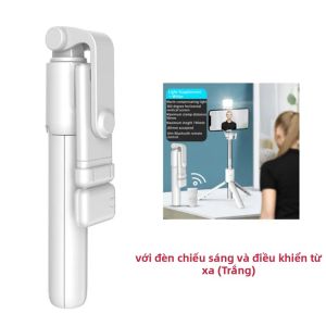 Gậy Chụp Ảnh Tự Sướng Bluetooth Kiêm Chân Máy Ba Chân Có Đèn LED Điều Khiển Từ Xa Không Dây Dành Cho Phát Trực Tiếp Trên Điện Thoại Chất Liệu Thép Không Gỉ Tích Hợp Giá Đỡ Điện Thoại