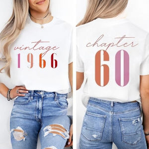 Classic 1966 Graphic Print Fashion Womens T Shirts Vintage 60th Birthday Women Aesthetic T-shirts 60 Bday Casual Tee Shirts