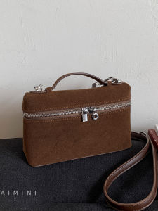 Fashionable Suede Handbag Womens Box Style Crossbody Bag Autumn Winter New Arrival Versatile Small Bag Zinc Alloy Zipper