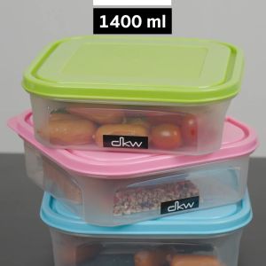 DKW HH-910 กล่องอาหารเหลี่ยมพลาสติก ความจุ 1400 มิลลิลิตร (มี 3 สี) Square food container