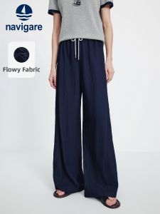 Navigare | Blue Elastic Waist Retro Women Trousers