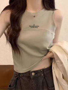 Womens Tank Top Slim Fit Short Sleeveless Summer Fashion American Sweet Spicy Style Inner Wear Cotton Polyester Blend