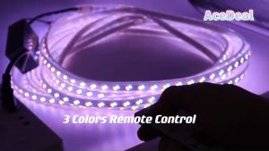 AceDeal [Support Lalamove Bulk Orders] 15/20/25/30Meters w/ Plug LED Strip Light Waterproof 5730 120 LEDs/M 3Colors Remote Control Dimming Super Bright Flexible Light For Indoor Outdoor Lighting 15m/20m/25m/30m(Options)