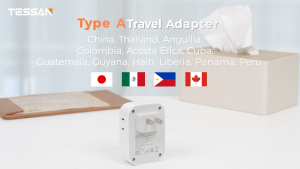 TESSAN Wall Charger 2 Prong to 3 Prong Electrical 4 Outlet Expander with 3 USB Multi Plug Extender Splitter Japan Travel Adapter Type A
