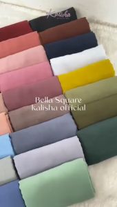 Hijab Segiempat Bella Square Polos Jilbab Kerudung Sekolah By Kalishaofficial