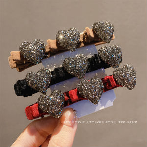 2 pcs/set Braided Hair Clips New Fashion Sparkling Rhinestones Love Hairpin Flocking Textured Braided Hairpin For Girl Woman Hair Accessories