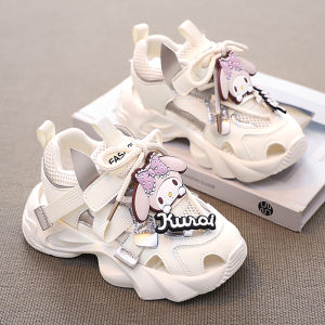 Kuromi Kids Sport Shoes Breathable Mesh Hollow out Design Spring Summer New Style Childrens Sneakers Low Cut Anti-Slip Rubber Sole