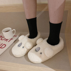 Thin Cute Cartoon Winter Home Indoor Warm Confinement Full Heel Wrap Cotton Slippers Womens Plush Cotton Shoes Ins