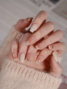 Son Má Hồng Thủ Công Màu Trắng Thanh Lịch Màu Nude Kiểu Pháp Pure Desire Nails False Nails Dụng Cụ Làm Đẹp Móng Tay