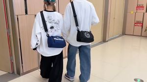 กระเป๋าสะพายไหล่ สะพายข้าง ผ้าไนล่อน แฟชั่นสไตล์เกาหลี สําหรับนักเรียน