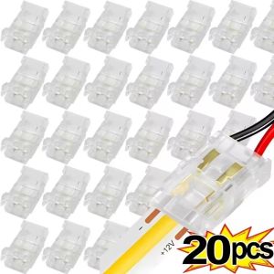 LED Light Strip Wire Connectors 8/10mm 2-Pin Solderless Mini Buckle Strip To Wire Quick Connectors Low Voltage Fast Connectors