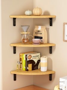 Modern Minimalist Corner Bookcase Bedroom Living Room Triangle Storage Rack No Punching Required Wooden Corner Shelf Cabinet