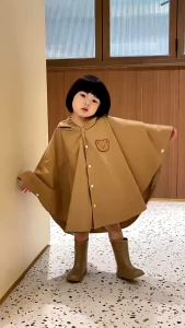 Áo Mưa Trẻ Em Cao Cấp Dáng Cánh Dơi - Có Mũ Tai Dễ Thương | Kèm Túi Đựng Gấp Gọn Cho Bé Đi Học Hằng Ngày