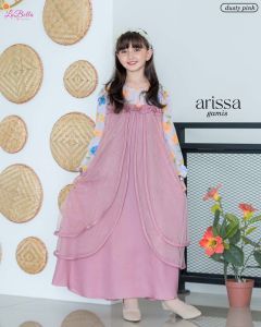 GAMIS ANAK TK 5 TAHUN CANTIK GAMIS BALITA LABELLA ARISSA MOTIF BUNGA LUCU PESTA DUSTY PINK