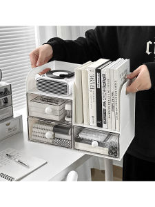Desktop Organizer Box Drawer Style Stationery Storage Student Dormitory Bookshelf Plastic Rectangular Shape Office Desk Supplies