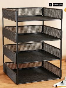 WUBUWEI | Multilevel Large Capacity Desktop File Organizer Shelf Metal