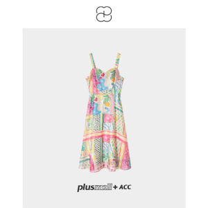 Soft Lightweight Art Pop Style Summer Spaghetti Strap Dress