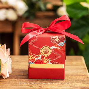 Large Size Chinese Wedding Favor Box Handheld Bridesmaid Double Door Opening Candy Box Empty Gift Box for Wedding Celebration