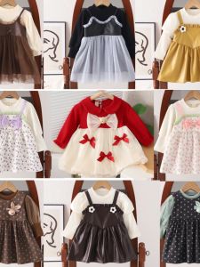 Princess Style Baby Girl Dress Korean Version Infant Clothes 0-1 Year Old Baby Skirt Childrens Tulle Dress Cotton Blend Fabric