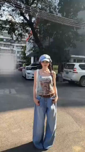 STR พร้อมส่ง🐆🔸เสื้อคล้องคอลายเสือดาว เสื้อครอป คอวีลึก เปิดหลังผูกคอ คอเต่าแขนกุด ทรงเข้ารูปดูแพง เซ็กซี่แฟชั่นผู้หญิง