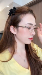 Gọng Kính Cận Nữ Oval Mắt Mèo Diva Luxury CL55 Chống Tia Uv Kim Loại Titan Cao Cấp Chống Han Gỉ