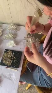 EELHOE | Elegant Bridal Handmade Pearl Flower Crystal Hairpin Pin Clevis Beautiful Crystal Hair Accessories Wedding Hair Pins