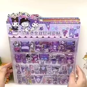 Sanrio | Tem Nhãn Dán Nổi 3D Kuromi Mạ Vàng Hai Lớp Kiểu Dễ Thương Dùng Trang Trí Sổ Tay Máy Tính Xách Tay Bình Nước - Quà Tặng Tự Làm
