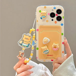 Polka Dot Bear Card Holder Chain Compatible Realme True Me 12X GT5 pro Soft Shell 11 Full Cover Noe5/6SE Anti-Fall Q5/Q3 Silicone V25/V30t Protection 10 Sets GT Master X7