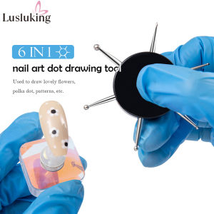6 In 1 Nail Art Dotting Tools Different Head Flying Disc Nail Drill Point Multi-Use Nail Tools Dot Painting Pen DIY Nail Look