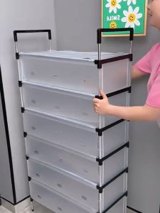 ชั้นวางรองเท้ากันฝุ่น ชั้นวางรองเท้าแบบธรรมดาหลายชั้น ชั้นวางรองเท้าความจุสูง ชั้นวางรองเท้าแบบประหยัดพื้นที่